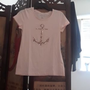Tommy Hilfiger women's anchor tee. Short sleeve. Peach color. Size extra small.